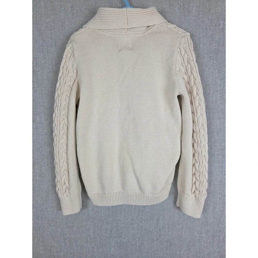 Gap Kids Boys S Shawl Collar Cable Knit Cardigan Sweater‎ Fisherman Ivory Preppy